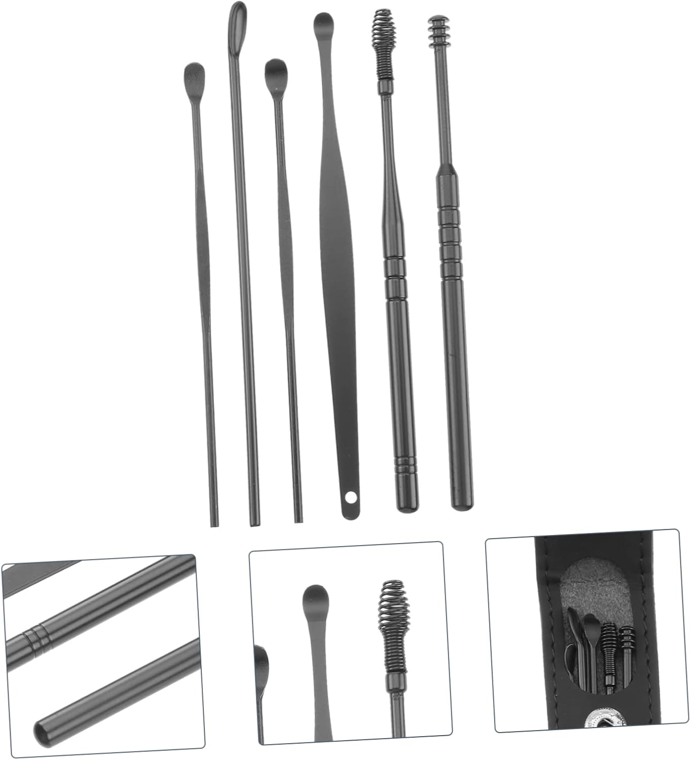 Didiseaon 6sets Ear Care Remover Cleaning Tool Bag Ear Wax Removal Spiral Tool Keychain for Travel