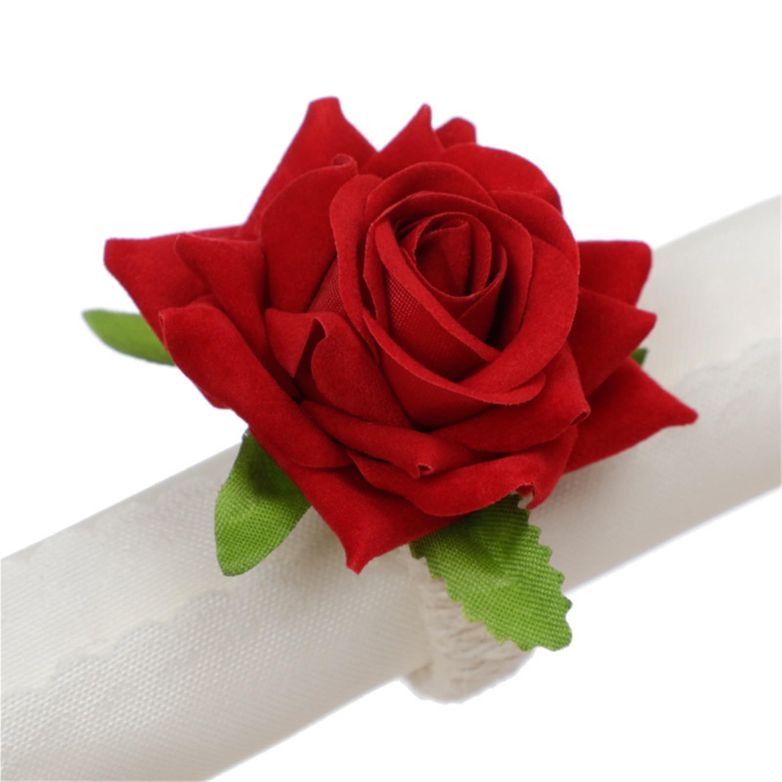 12PCS Artificial Rose Napkin Rings Tissue Holders for Wedding Table Decor