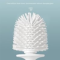 Vista 4 de Juego de escobilla de inodoro de pie para baño con soporte para cuerda para colgar, cepillo limpiador de inodoro, herramientas de limpieza