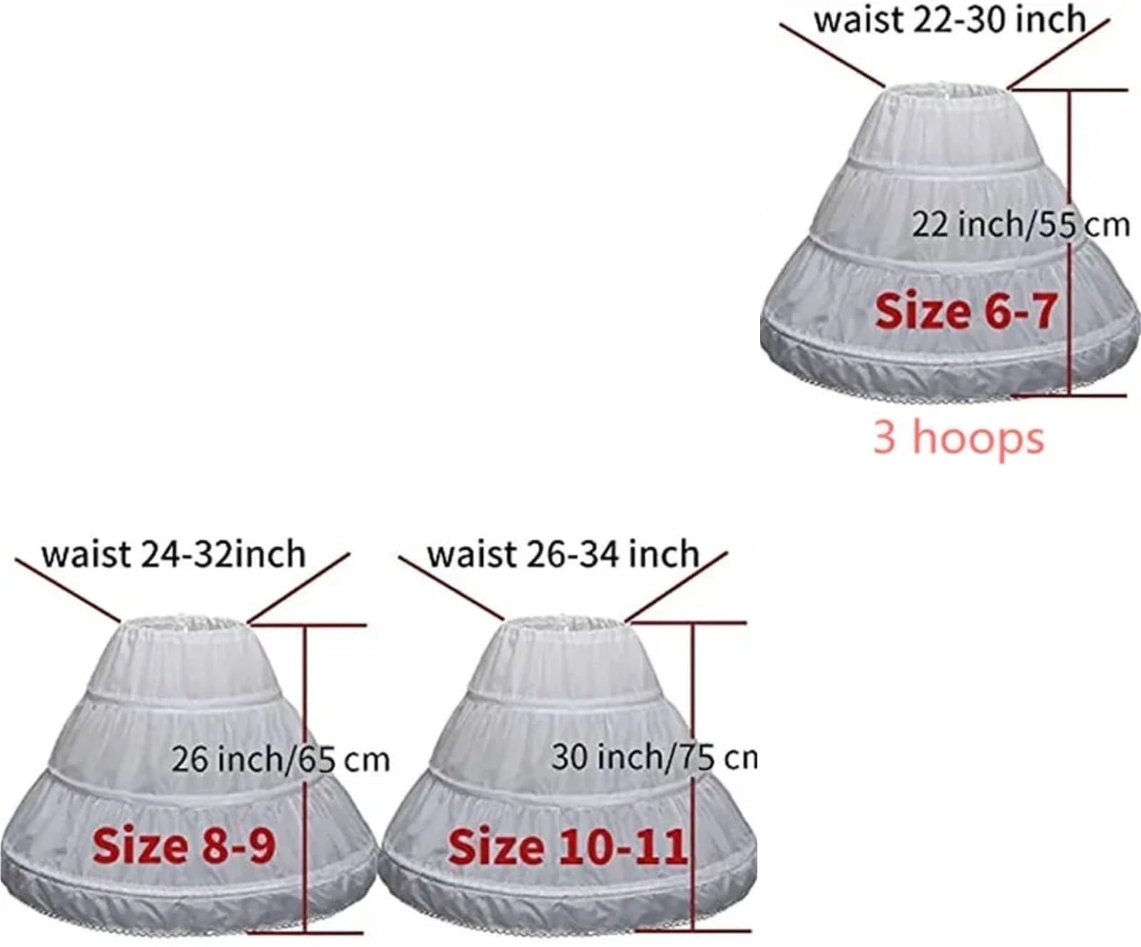 Jupon for robe, jupons for demoiselles d'honneur, petites crinolines, jupes à cerceaux, style Lolita pour Jupons