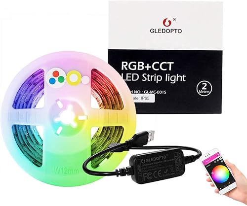 Miniatura 1 de GLEDOPTO Zigbee RGBCCT - Tira de luz LED USB de 6.6 ft, compatible con dispositivo Zigbee Zll Link, control de voz Tienda Alexa Echo, tira de luz