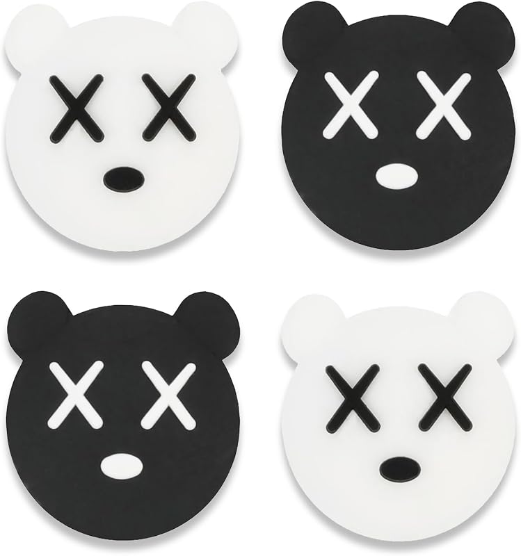 Lindas tapas de agarre para el pulgar para Nintendo Switch/Lite/OLED, Kawaii Magic Moon Joy-Stick Button Stick Cover Tapa ergonómica analógica 3D para controlador NS Joy-Cons (blanco y negro)