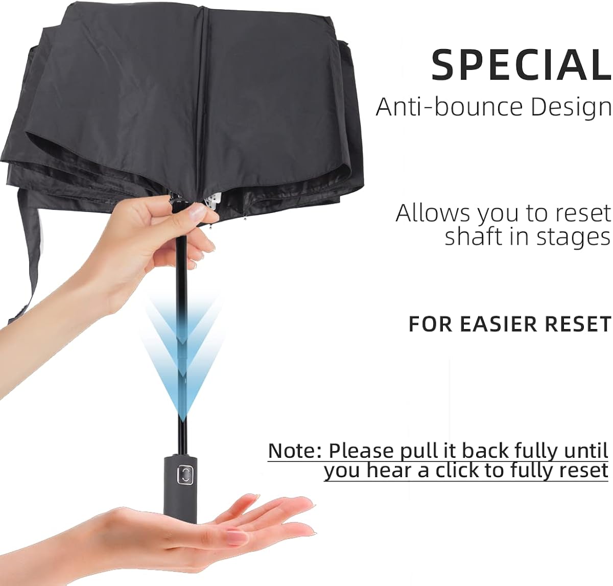 Miniatura 2 de ESUFEIR Paraguas pequeño de viaje para el sol y la lluvia, plegable, compacto, automático, protección UV, resistente al viento, mochila, coche,