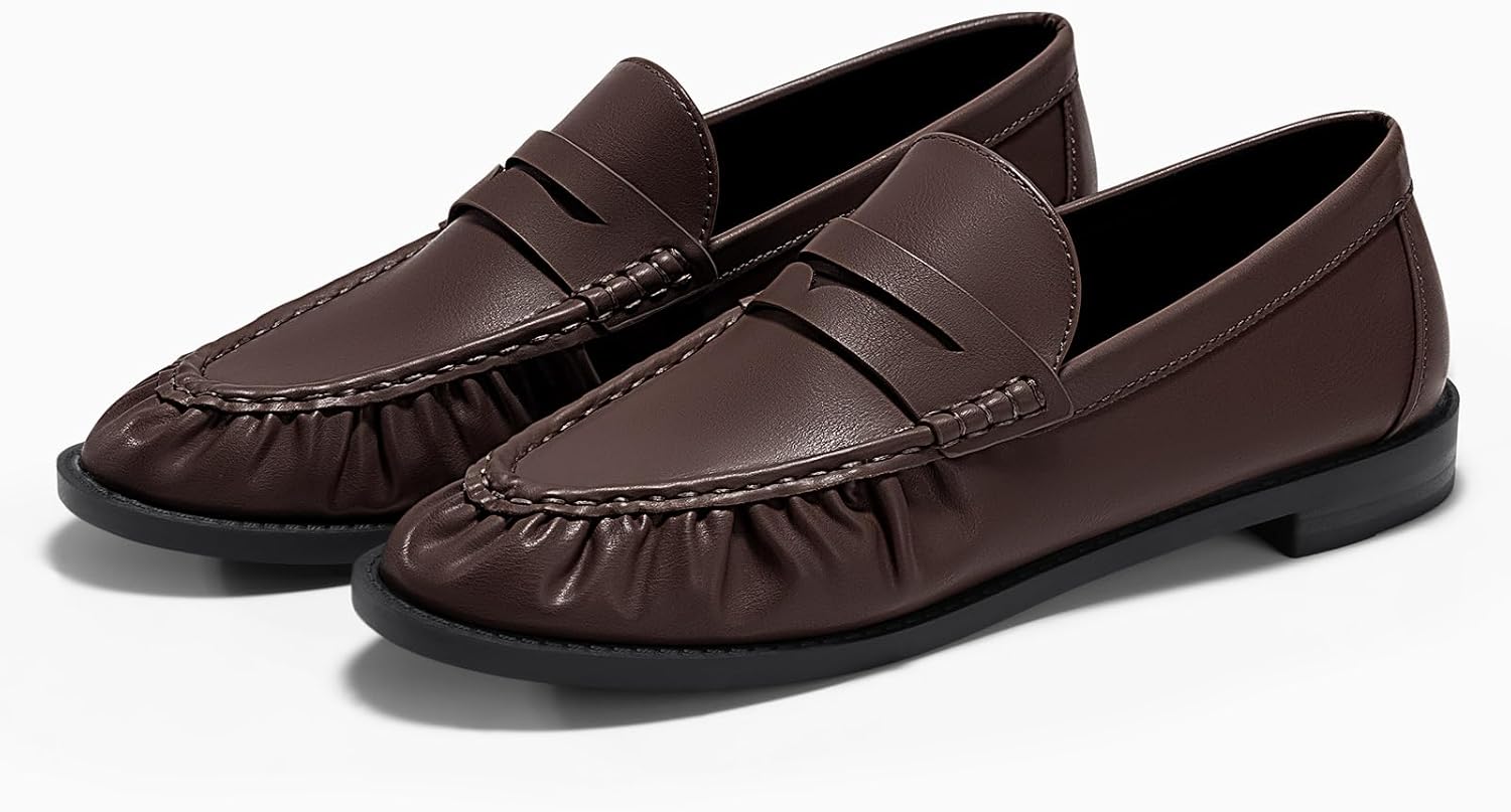 Coutgo Penny Loafers for Women Comfortable Slip on Shoes Collapsible Heel Closed Toe Dressy Casual Work Flats - Image 6