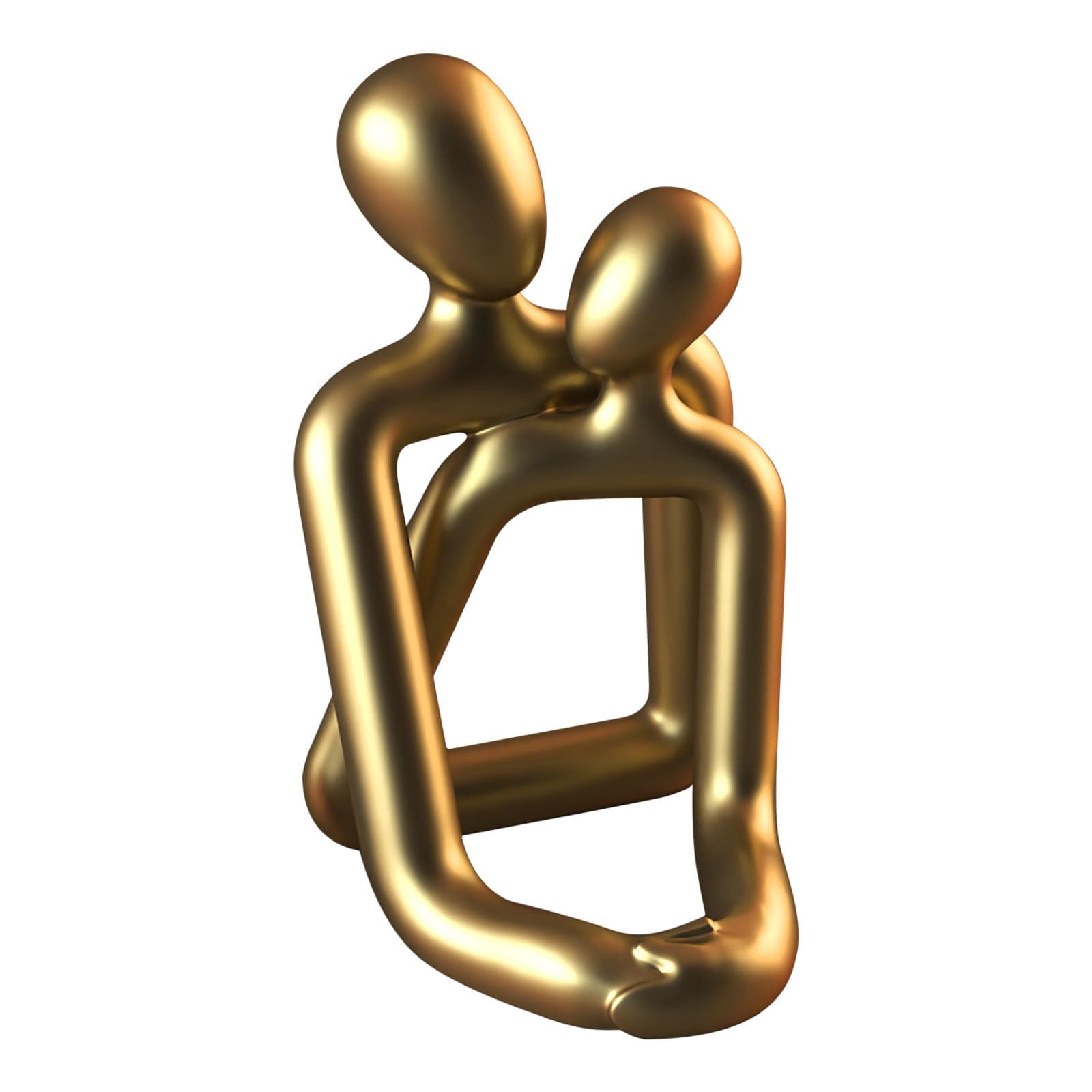 MAKINGTEC Hugging Couple Resin Sculpture, Abstract Art Sculpture Figurine Home Decor for Office Bookshelf Desktop Decorations. (Gold)