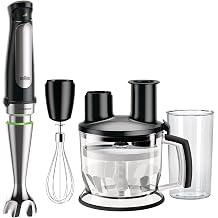Braun MultiQuick 7 MQ 7075X Hand Blender - Hand Blender with Removable Stainless Steel Mixing Base with ActiveBlade Technology for Pureeing the Hardest Ingredients incl. 3-Piece Accessory Set 1000 Watt Black
