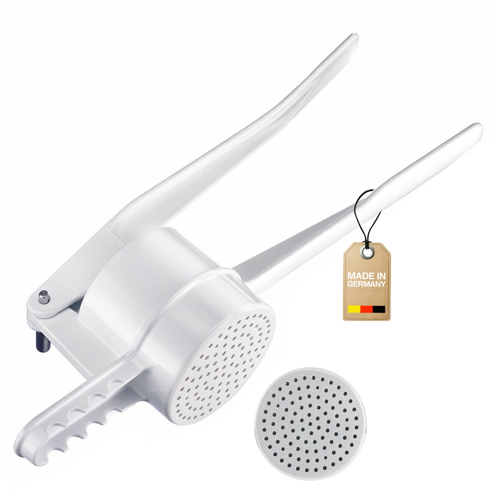 Westmark Spaetzle/Potato Press, with round holes, die-cast aluminium, length: 41 cm, Spätzlepress, white, 6110223W