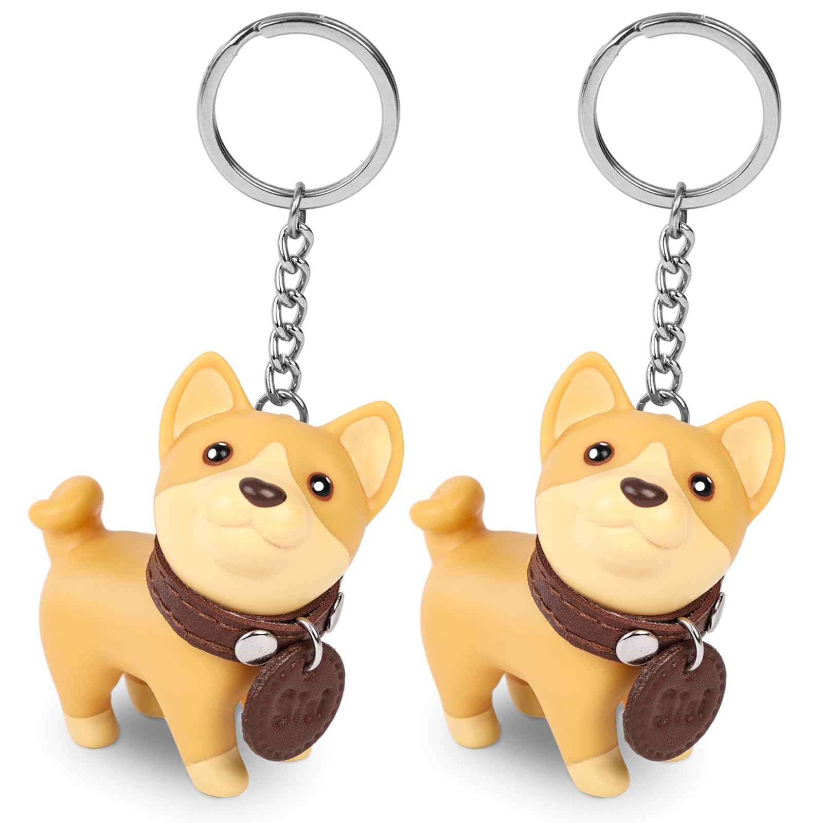 DomeStar2PCS Cute Dog Key Chains, Shiba Inu Keyring Keychain for Boys Girls Kids Children Adults Super Adorable Dog Key Ring