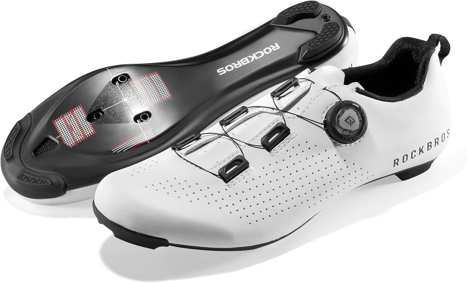 ROCKBROS Cycling Shoes CR5 with T500 Carbon Fiber Sole, Compatible with Peloton & Look Delta/SPD Cleats, Foot-Hugging Breathable Lightweight Road Bike Shoes for Men and Women
