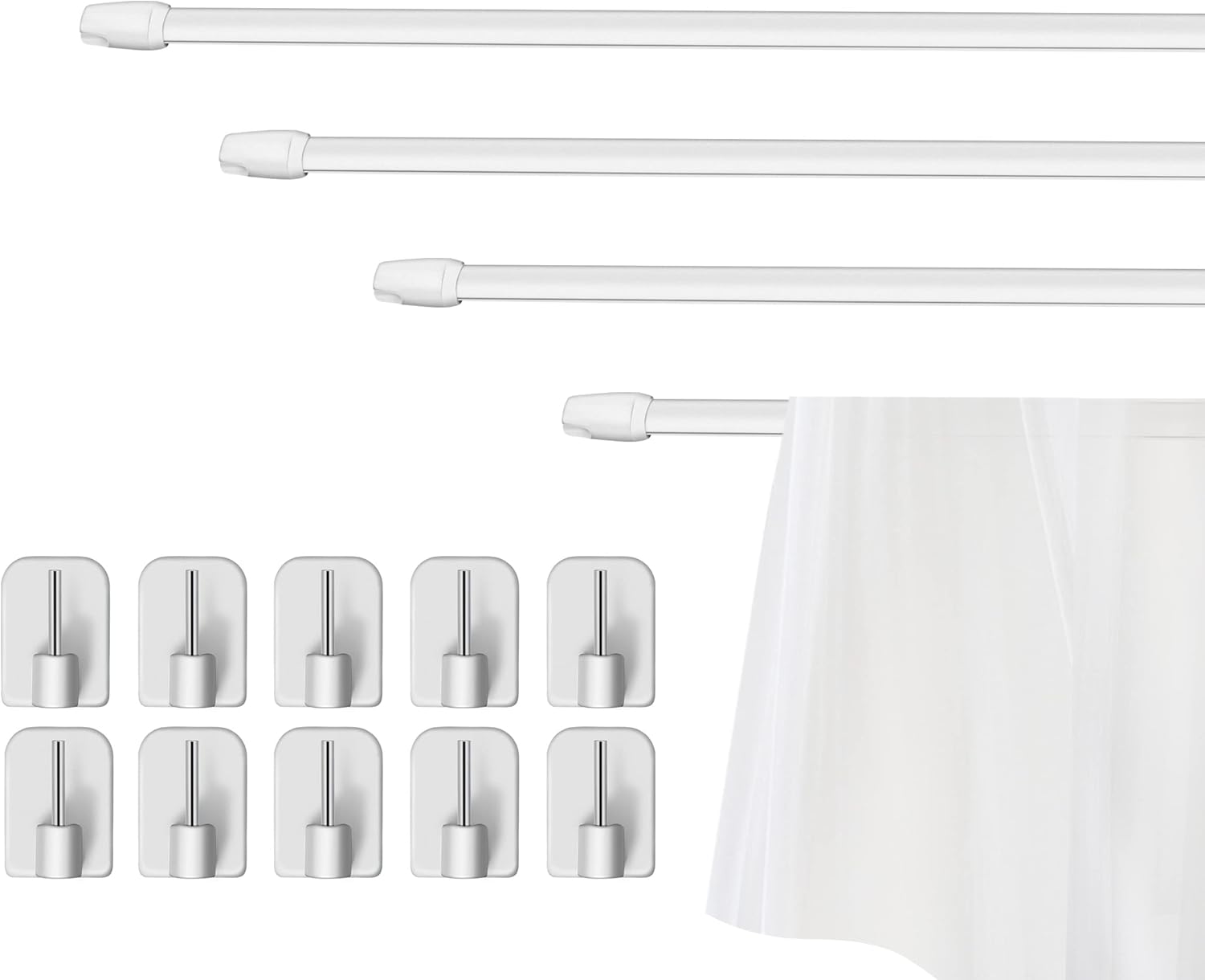 Ventanara Gardinenstange Ohne Bohren - Vitragenstange Weiß 2er Set