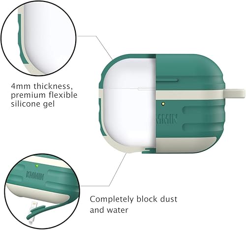 Miniatura 4 de Funda para AirPods Pro, KMMIN impermeable para AirPods Pro, funda de carga inalámbrica, funda protectora de silicona de primera calidad, accesorios