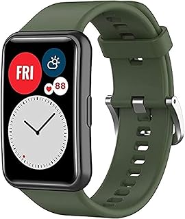 سوار ساعة يد بديل متوافق مع هواوي ووتش فيت للنساء والرجال من المعز رياضي إكسسوار السيليكون بلون أخضر بدون
