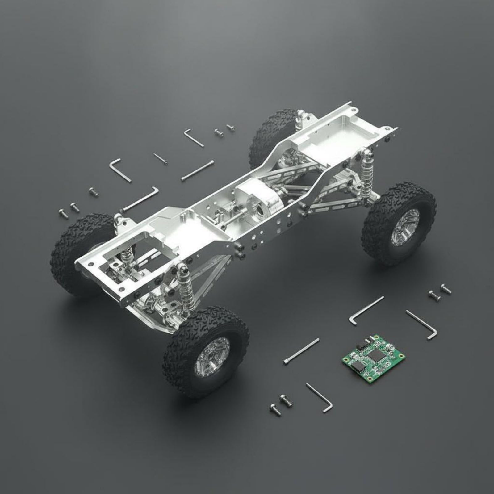 Telaio Auto Elettrica RC Telaio Crawler Telaio Telaio Metallo con Rialzati Ingranaggi in Ghisa E Ammortizzatori Inclusi Adatto per Costruzioni Personalizzate E Percorsi Rocciosi, Rosso