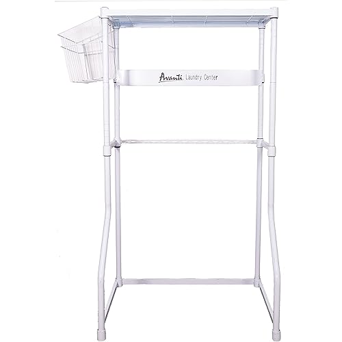 Avanti WDB20Y0W Stacking Rack Laundry Center for Washer and Dryer, with Adjustable Shelf Perfect for Apartments, Homes, Garages, Basements, White