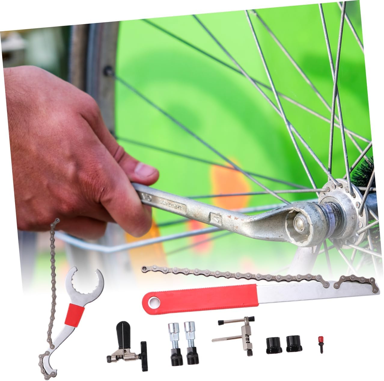Bicycle Repair Tool Kit Crank Extractor Bottom Bracket Remover Freewheel Turner Chain Breaker Durable Multi-Function Tools for Mountain and Road Bikes