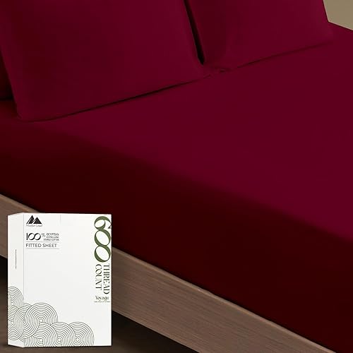 Miniatura 59 de MAYFAIR LINEN 100% Egyptian Cotton Fitted Sheet Twin Size - 600 Thread Count 16" Deep Pocket Twin Fitted Sheet Only, Soft Cooling Elastic Bottom