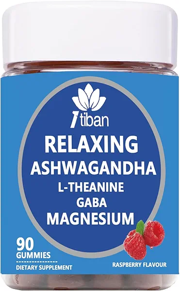 Itiban Ashwagandha Gummies, Magnesium, L-Theanine, GABA, D3, B6, Cortisol Supplement for Women & Men, Hormone Balance, Relax, Unwind, Restore Support, Raspberry Flavour, Vegan 60 Gummies