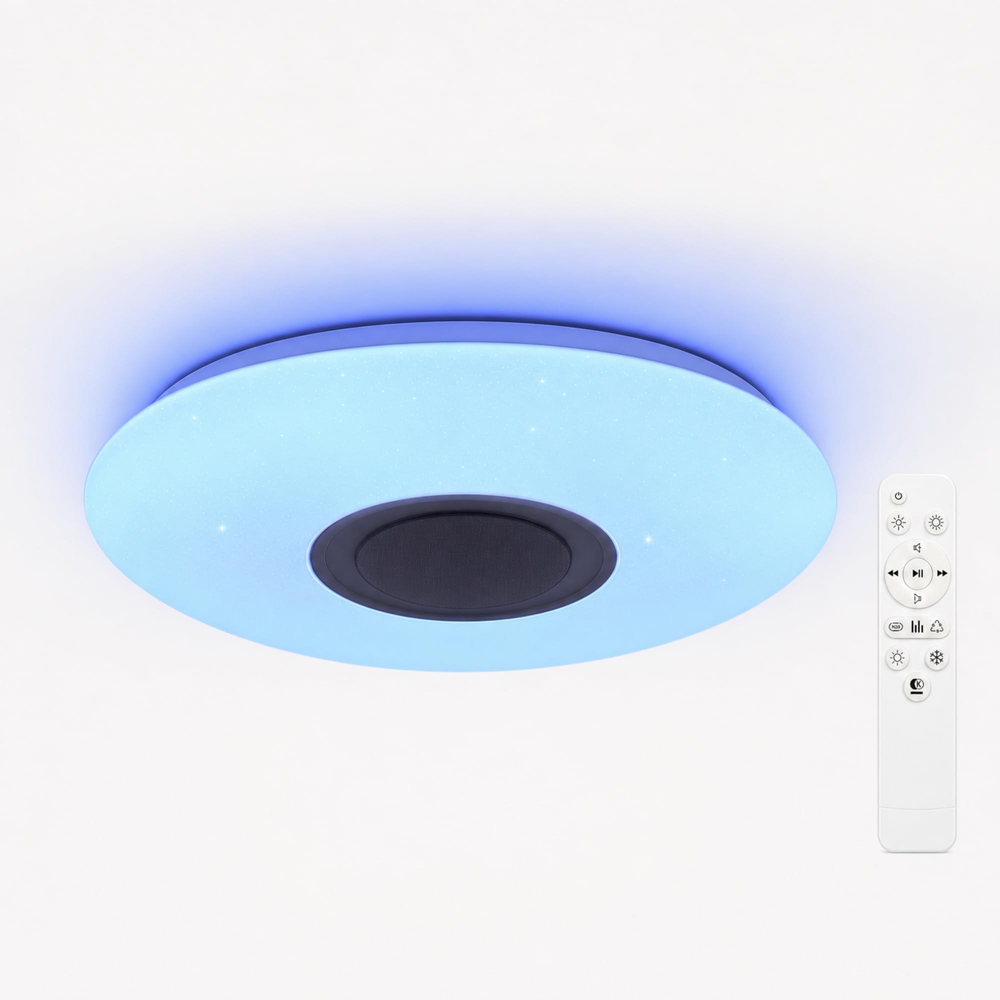 Premium Ceiling Lights with Bluetooth Speaker 19.7-inch 36W, Dimmable 95-265V Modern Smart Home Party Light, Brightness and Music via Phone APP (Remote Includes) 20 inch white Bluetooth