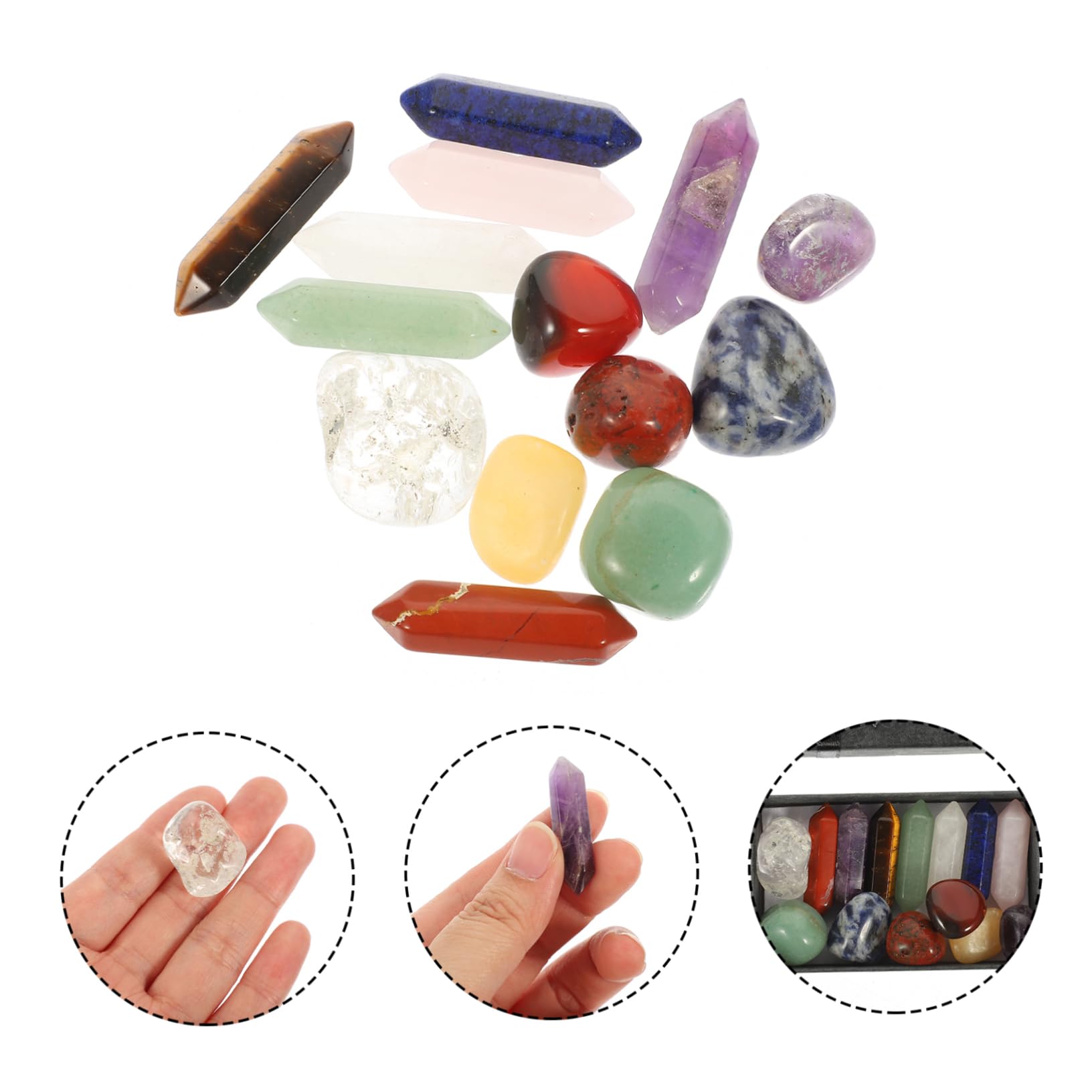 VALICLUD 3 Sätze Kristallyogastein Kristalle Herstellung Quarz Für Bastelset Steine Bunte Steine Steinverzierungen Hausbedarf Meditationsornament Naturstein 14 Stück * 3