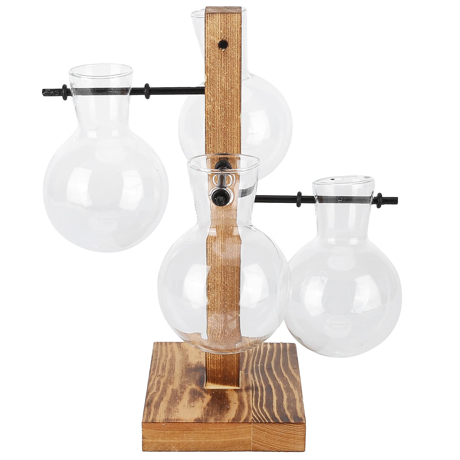 Asixxsix Terrarios de Plantas con Soporte de Madera, Jardinera de Aire hidropónica de sobremesa Retro con Vaso de Cristal de 4 Bombillas para propagar Plantas hidropónicas