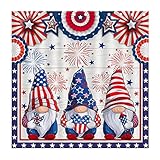LEITINGYA 4th of July Gnomes Shower Curtain, Patriotic Memorial Day Independence Day American Flag S