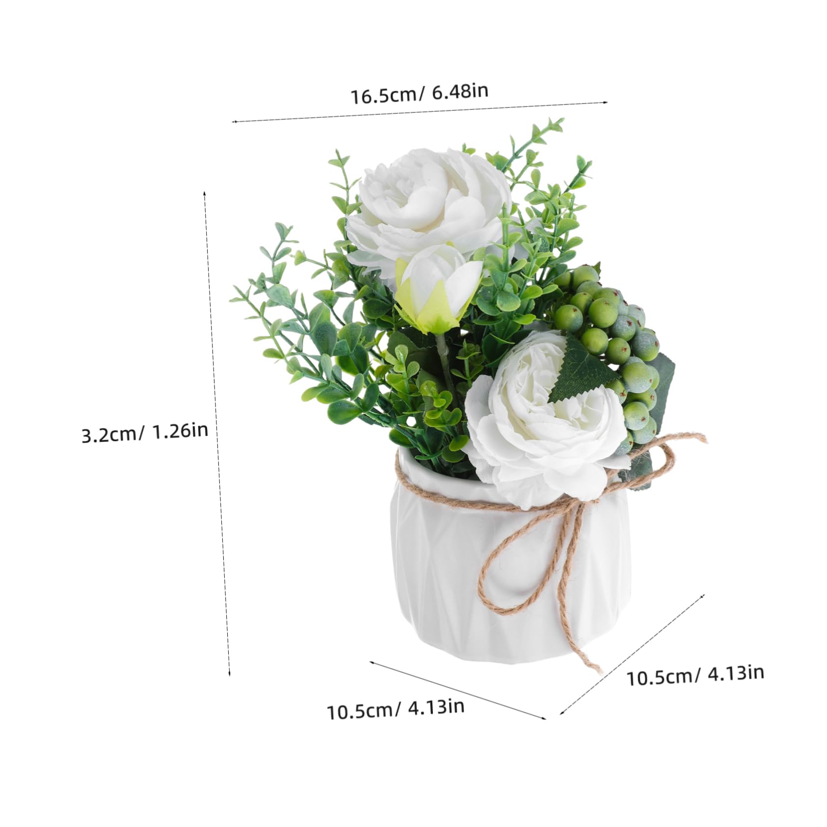Mikikit Fiori Artificiali in Vaso Bianco Di Ceramica Composizione Di Piante Finte Per Interni Piante Finte in Vaso Per Decorazione Da Tavolo Fiori Simulati in Ceramica Per Centrotavola