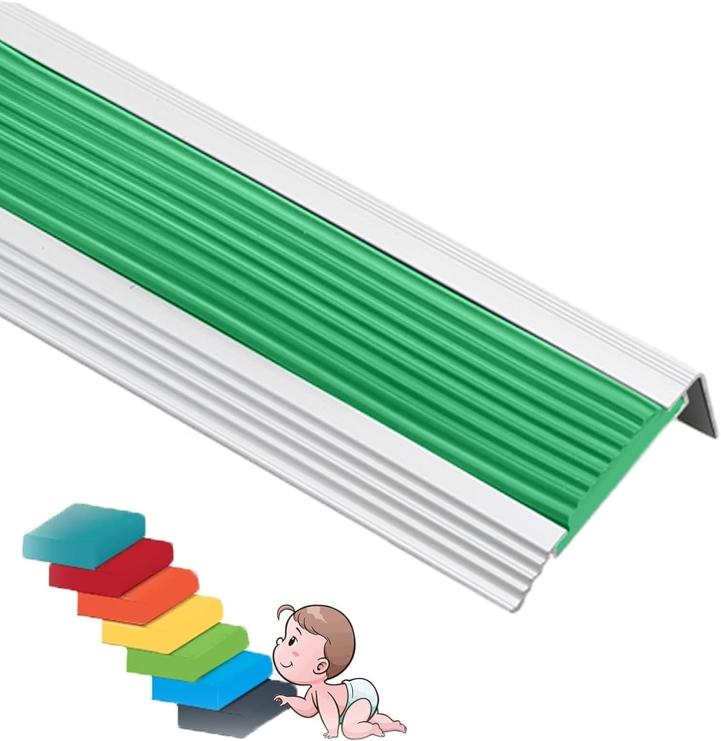 Stair Edge Protector Stair Edging, for Outdoor Or Indoor Stair Edges, Durable Waterproof Aluminum Decorative Strips for Step Edge-Blue||W 6CM