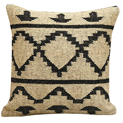 Trade Star Kilim - Funda de cojín cuadrada de 45,7 x 45,7 cm, 70 % yute, 30 % lana, funda de cojín tejida a mano, funda de cojín decorativa étnica para decoración del hogar