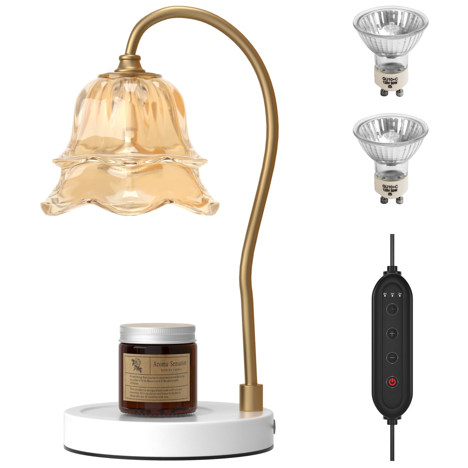 Frezon Candle Lamp Warmer with 2 Bulbs,Electric Candle Warmer Lamp with Timer Compatible with Large & Small Candle Jars