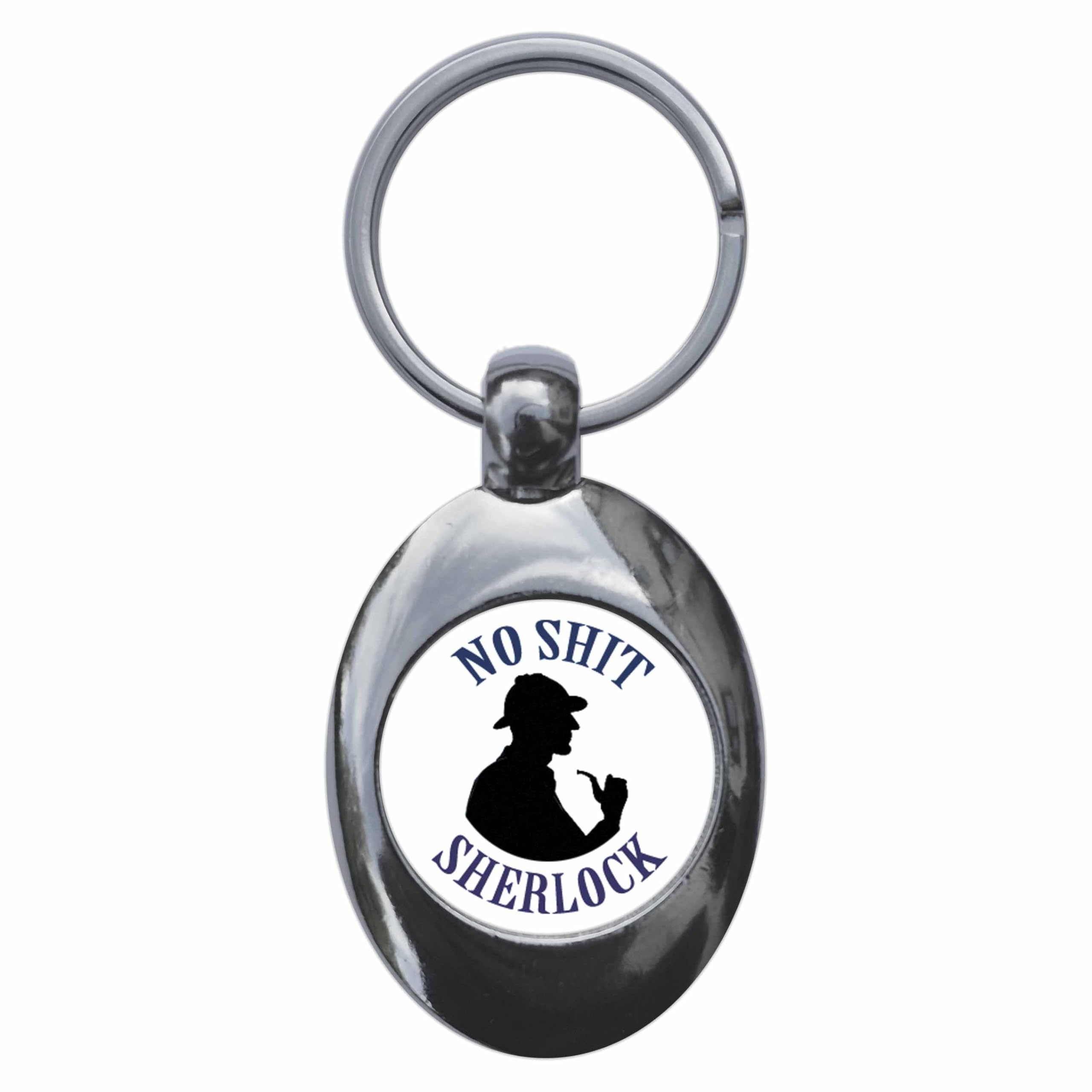 Ozorath Unisex Multicolour Sherlock Holmes No Sh*T Sherlock Keyring Keychain Key Ring Chain With Trolley Coin