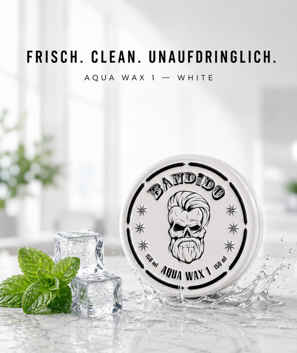 Bandido Aqua 1 Cera Blanco Brillante 150ml | Cera para el cabello hombres | Cera para el cabello Aqua de fijación fuerte | Gel para el cabello