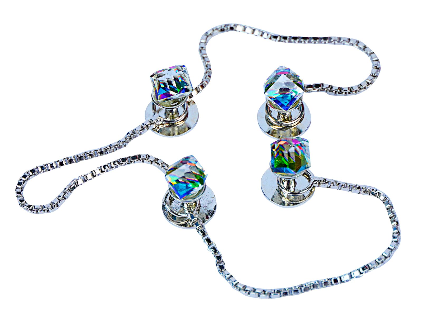 PGen Brass Buttons Silver Plated Rodium Polished Swarovski Diamond Gemstone Luxury Fancy Kurta Button for Men (Swarovski Diamond)-picture-28