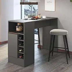 Bancada Balcão/Mesa de Cozinha Gourmet com Adega 1 Porta Cor Grafite - Arte Cas