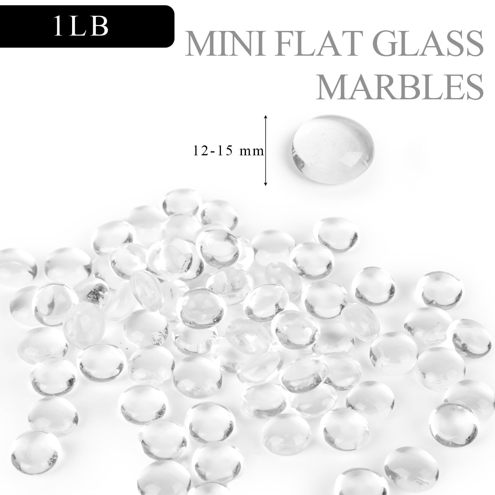 VGOODALL Clear Glass Pebbles 450g, 160-180PCS Mini Glass Beads for Vases Fish Tank, Home Decor - Image 2