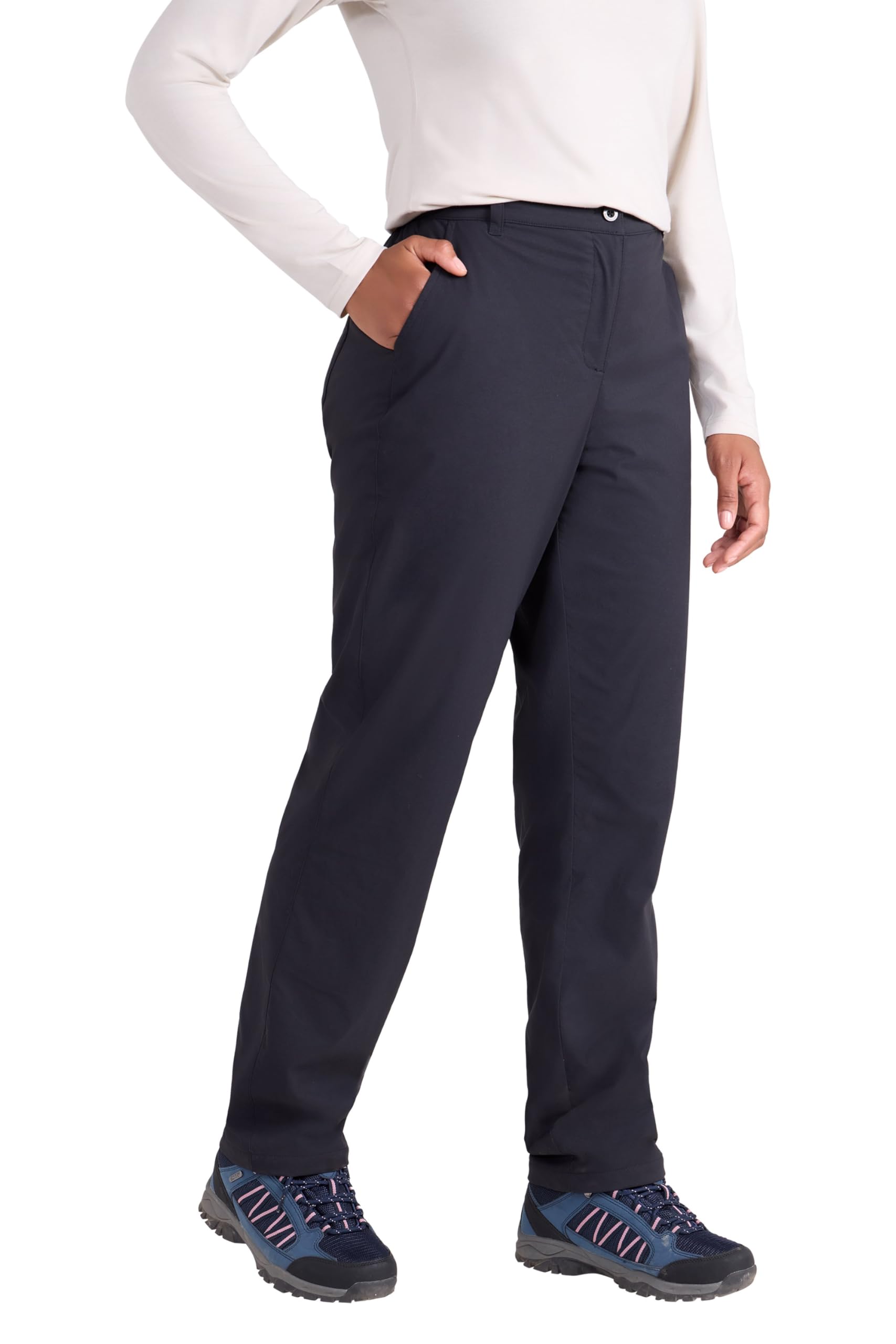 Mountain Warehouse Women's 'Winter Delta' Stretchy Soft Fleece Lined Quick Dry Outdoor Trousers in Black | Size: 16