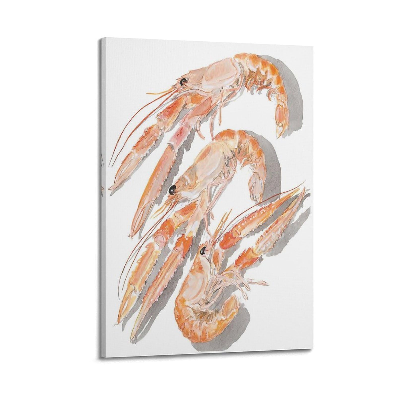 ESTE Delicious Seafood Shrimp Artistic Illustration Poster Decorative Painting Canvas Modern Art Picture 08x12inch(20x30cm)