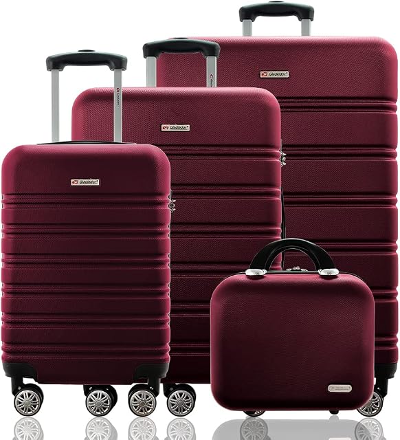 Kit Conjunto 3 Malas Rígidas 360° com TSA mais Frasqueira - Gladiador A3C3 (Cereja)