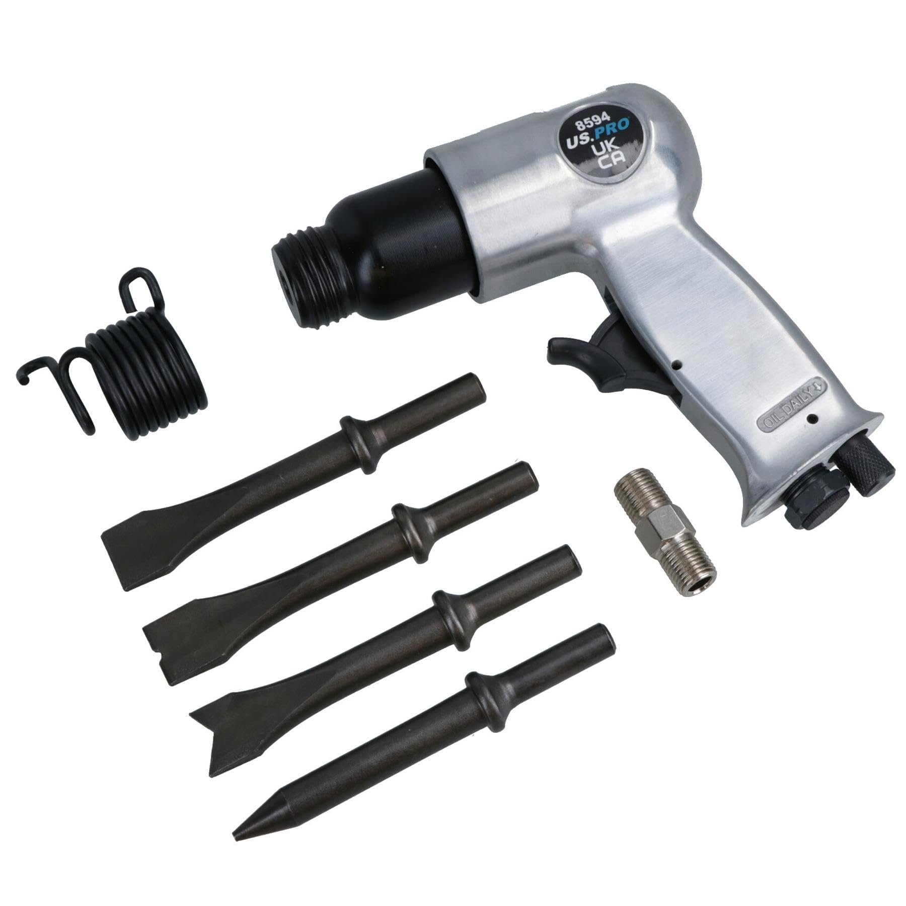 Ab Tools Black 150Mm Pneumatic Air Hammer Chisel Breaker Plus Chisels For Body Panel Work