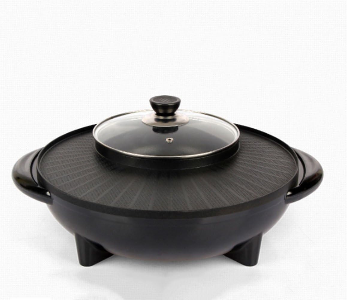 LJIE Korean Barbecue Hot Pot Double Pot, Integrated Cooker Pot, Electric Hot Pot Electric Barbecue Electric Baking Pan,36Inch