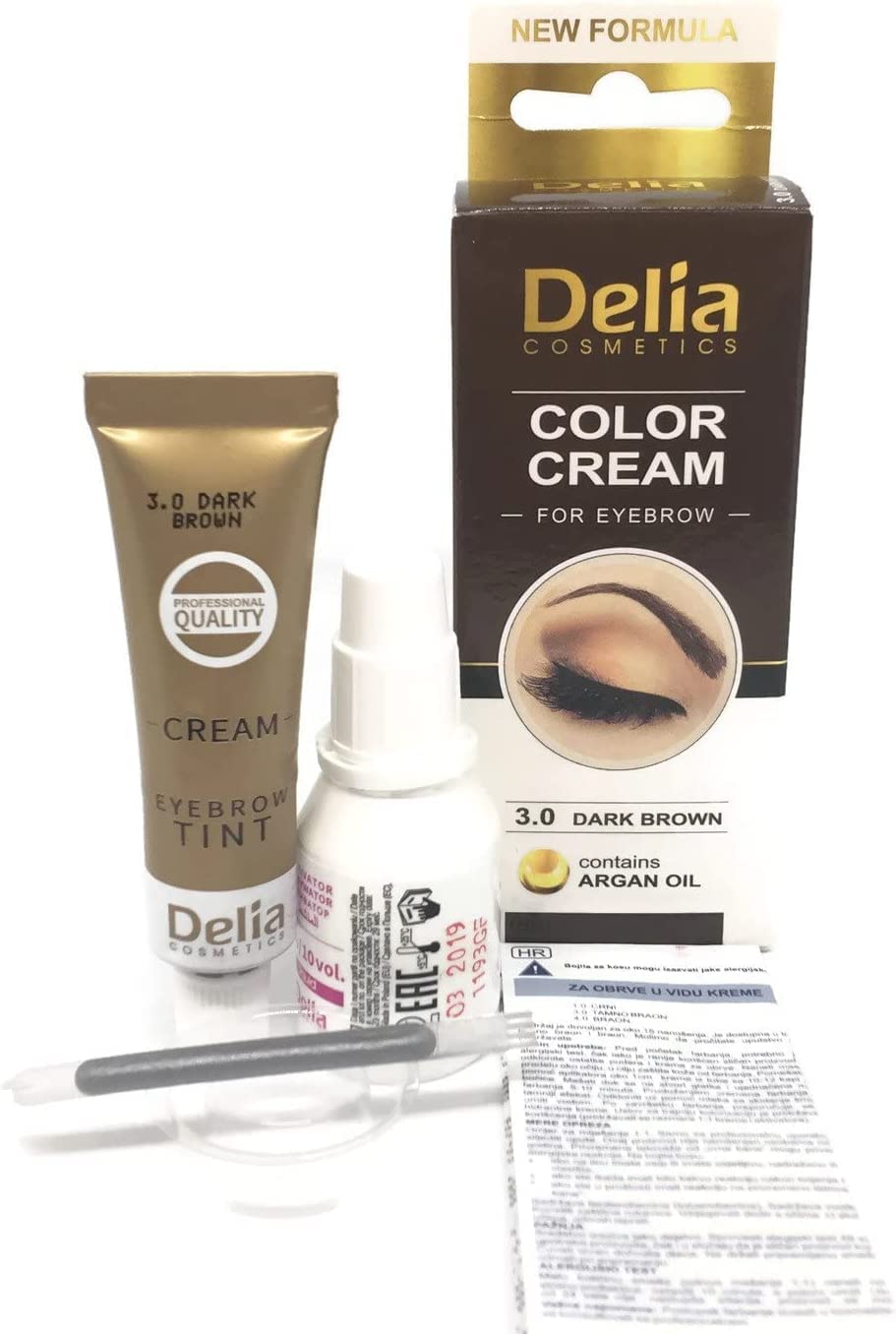 Tinte profesionales para cejas y pestañas profesionales, 16ml KIT Delia Negro/Marrón/Marrón Oscuro/Gris (Marrón Oscuro)