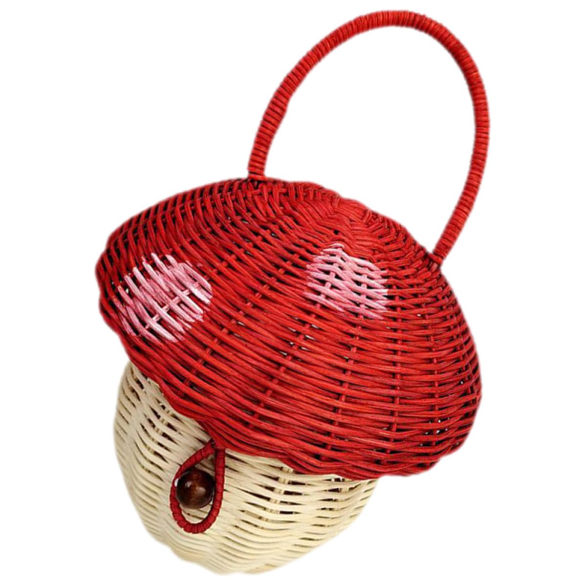 Panier de rangement adorable en rotin champignon : cadeau de naissance idéal