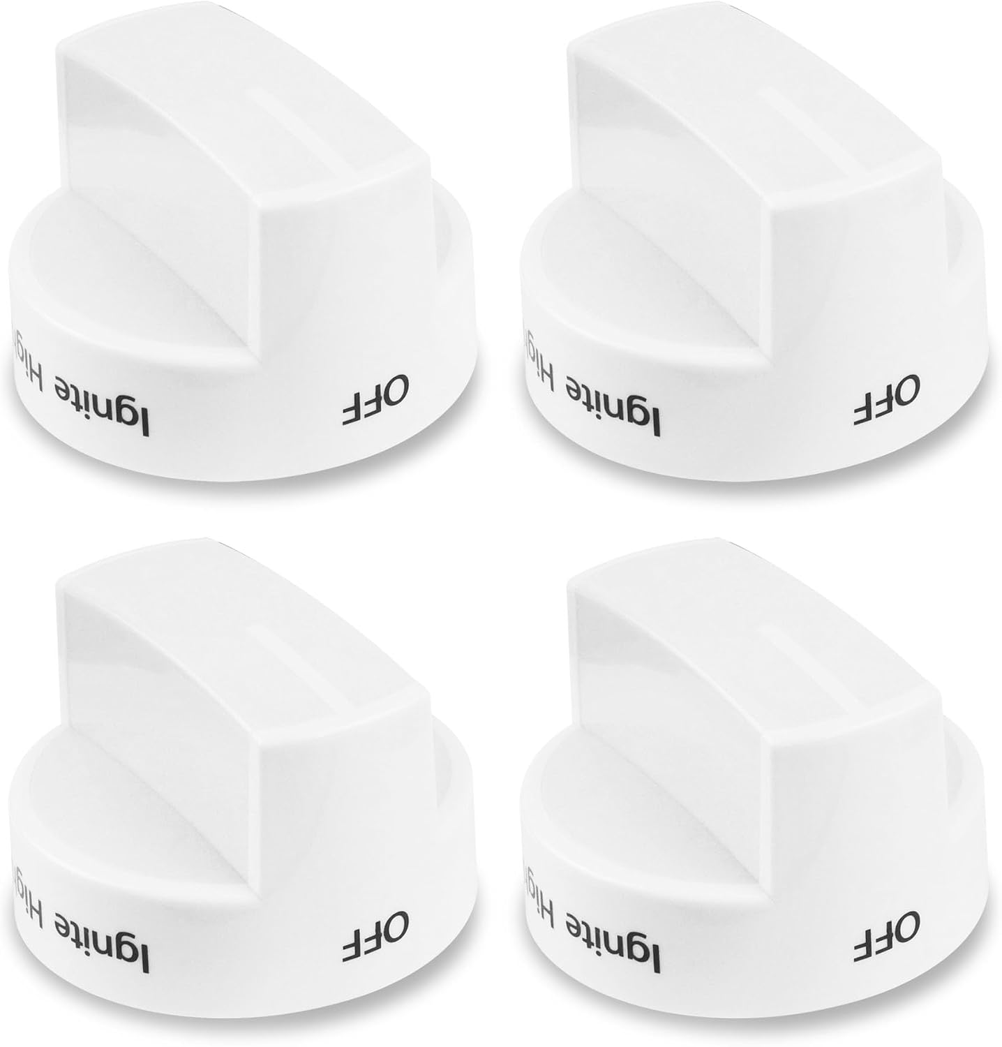 4Pack Fit for Whirlpool Gas Stove Knobs Replace #WPW10339443 AP6019878 2311009 PS11753189 PS3507189 White Stove Knobs Replacements Range Oven Knobs Part Upgraded