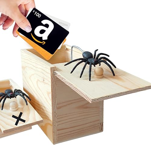 Miniatura 9 de PARNIXS - Caja con araña de goma para bromas caja de madera hecha a mano divertida y práctica
