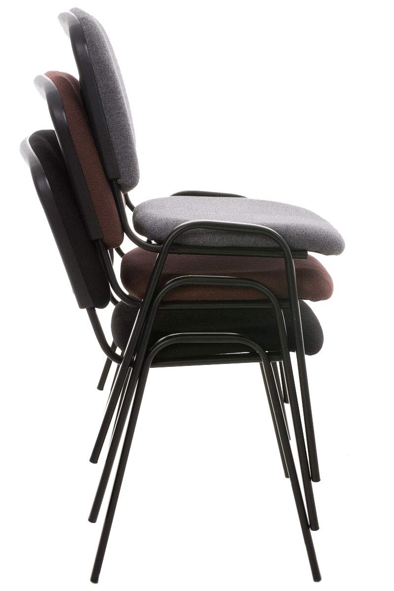 CLP Lot de 12 Chaises Visiteur Empilable Ken Tissu I Chaise De Reception Confortable avec Dossier Pieds en Métal Robuste I Couleur:, Couleur:Noir