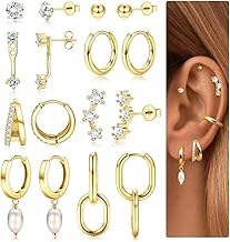 JeweBella 8 Pairs Stainless Steel Earrings Women Girls Small Silver Hoop Earrings Gold Women Hypoallergenic Earrings Gold Women Cartilage Piercing Ear Earrings Women Silver