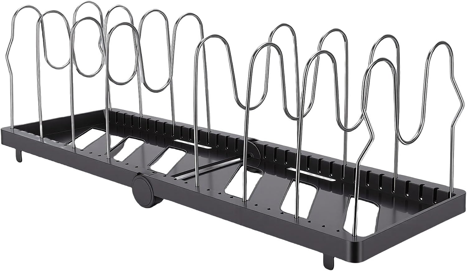 Pots and Pans Organizer Multifunctional Expandable Cookware Baking Frying Rack for Kitchen (Black)