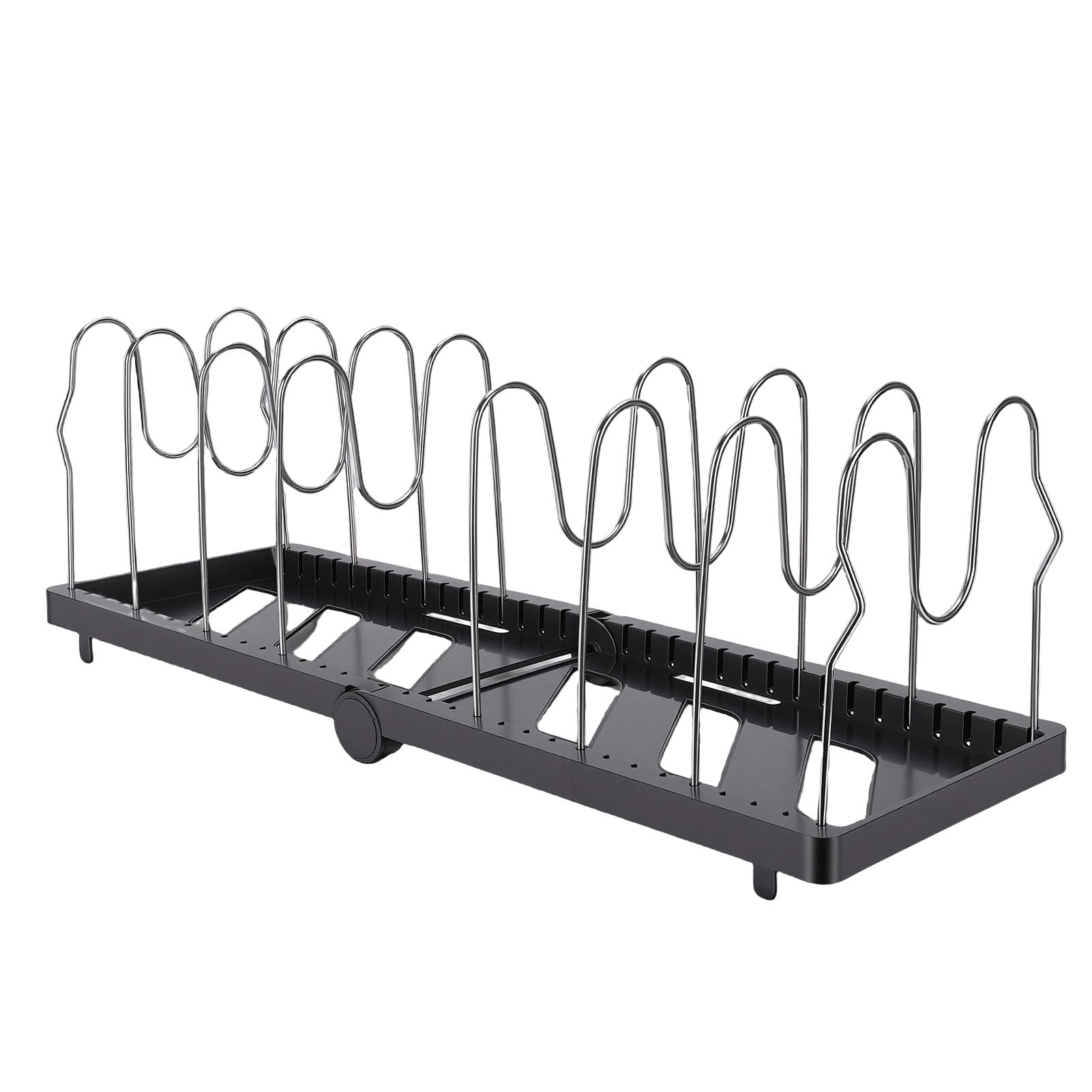 Organizador de Ollas y Sartenes Expandible, Soporte Multifuncional Duradero para Sartenes y Tapas para Espacios de Cocina Pequeños Grandes (BLACK)