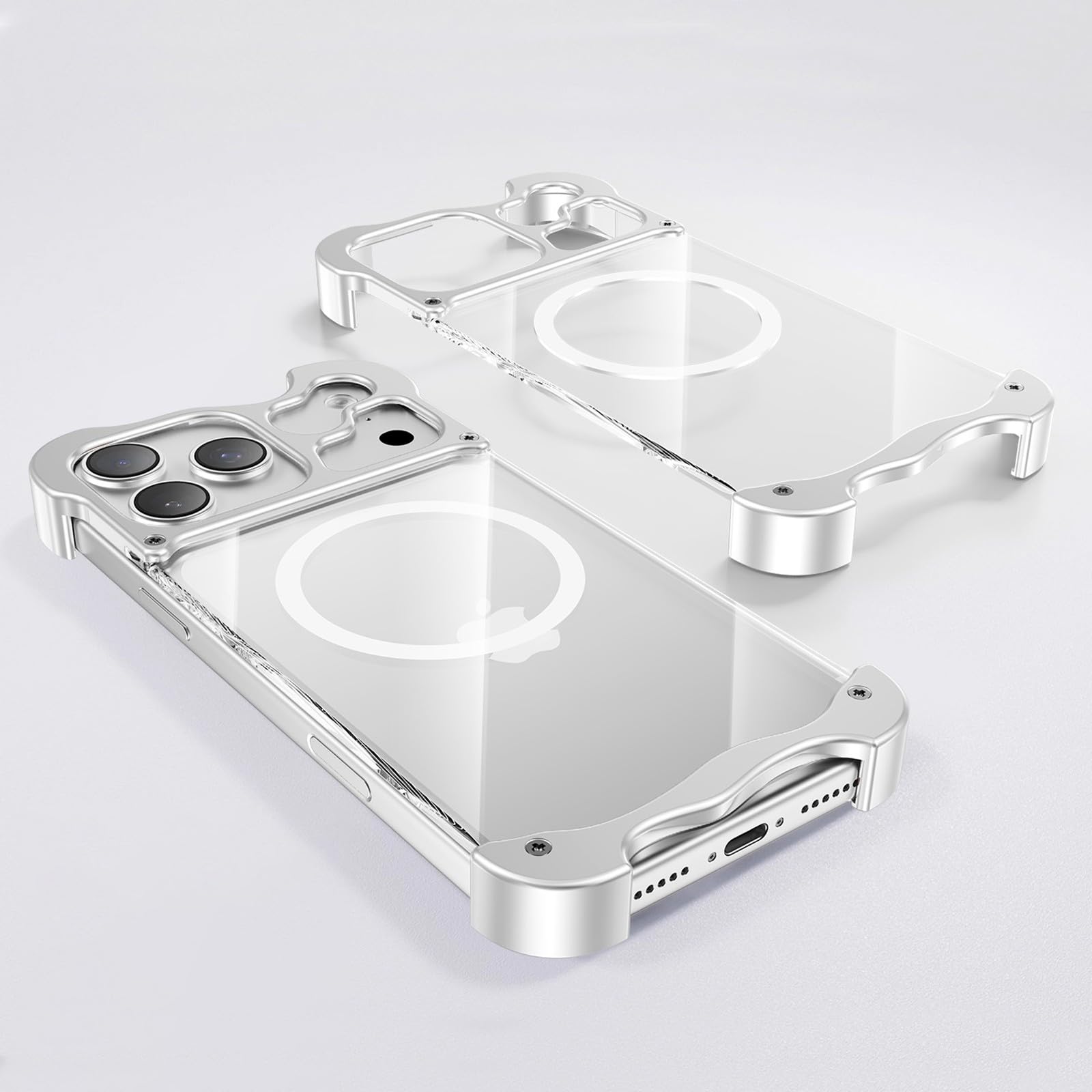 Coque iPhone 17 silicone transparent pare-chocs métal argent - 7