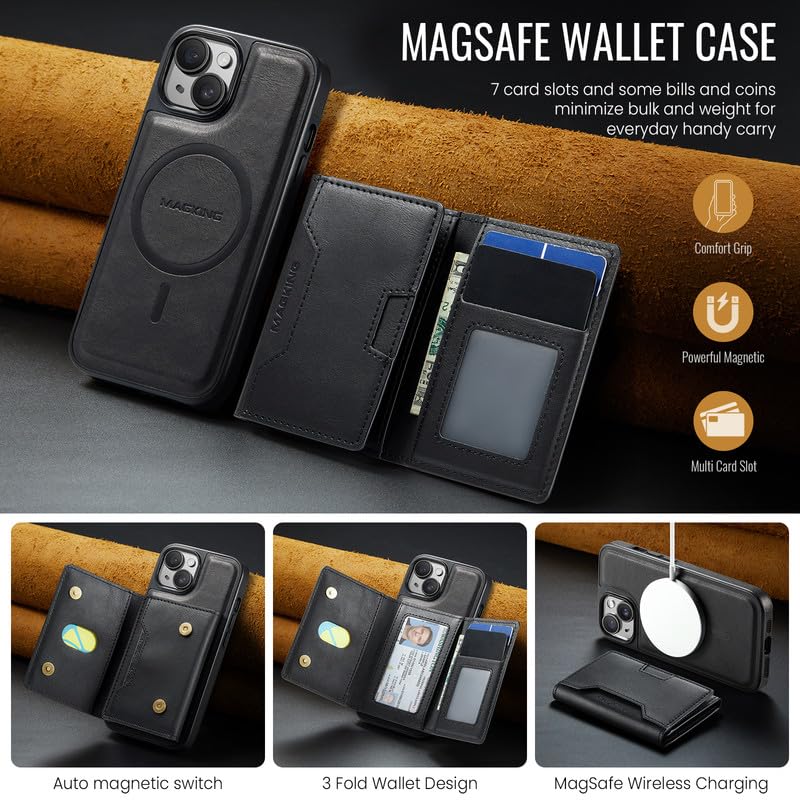 Funda desmontable para iPhone 14 tipo libro, protección total y carga inalámbrica 2