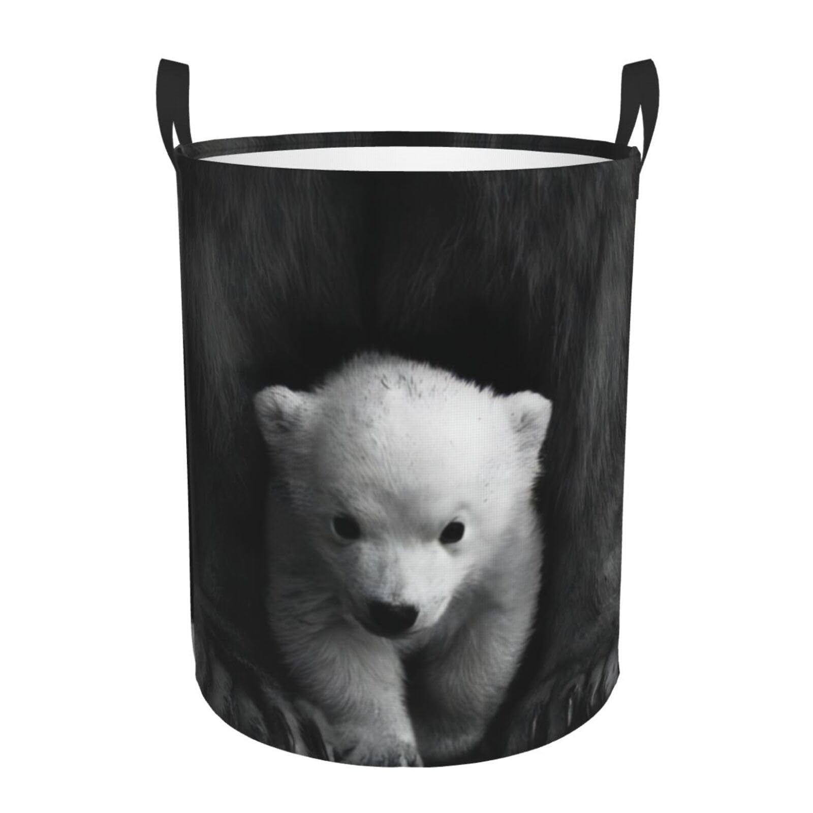 M Circular Hamper – Collapsible bear Print Laundry Basket